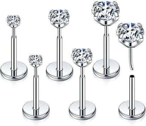 Kosuwo 3 Pairs FlatBack Moissanite Nose Studs Set for Women Men, 20G/18G/16G 925 Sterling Silver Nose Rings, Hypoallergenic Flat Back Earrings for Nose Tragus Cartilage Piercing Jewelry in Saudi Arabia