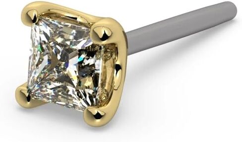 FreshTrends 14K Gold Princess-Cut VS1 Diamond Nose Ring - Flatback Pushpin End Fine Piercing Jewelry in Kuwait