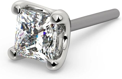 FreshTrends 14K Gold Princess-Cut VS1 Diamond Nose Ring - Flatback Pushpin End Fine Piercing Jewelry in Kuwait