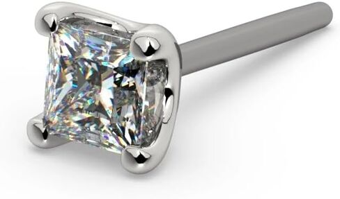 FreshTrends 14K Gold Princess-Cut VS1 Diamond Nose Ring - Flatback Pushpin End Fine Piercing Jewelry in Kuwait