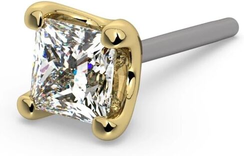 FreshTrends 14K Gold Princess-Cut VS1 Diamond Nose Ring - Flatback Pushpin End Fine Piercing Jewelry in Kuwait