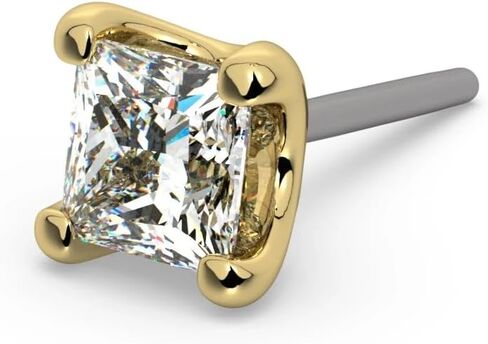 FreshTrends 14K Gold Princess-Cut VS1 Diamond Nose Ring - Flatback Pushpin End Fine Piercing Jewelry in Kuwait