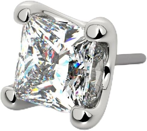 FreshTrends 14K Gold Princess-Cut VS1 Diamond Nose Ring - Flatback Pushpin End Fine Piercing Jewelry in Kuwait