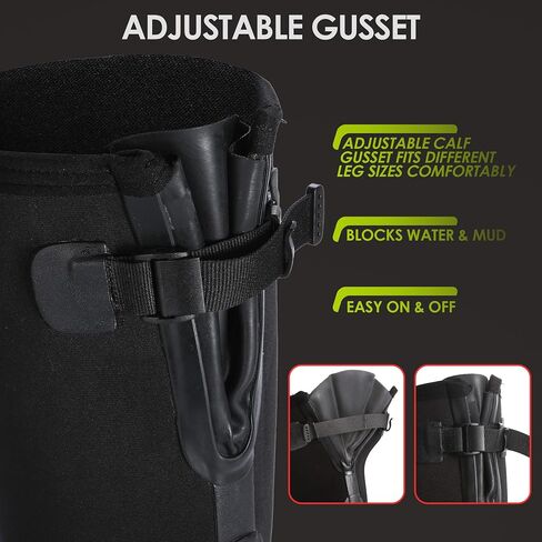 8 Fans Waterproof Rubber Boots for Men & Women, 6mm Neoprene Rain Boots with Adjustable Calf Gusset, Anti-Slip Outdoor Work Boots for Fishing, Gardening,Hunting& Farming in Saudi Arabia
