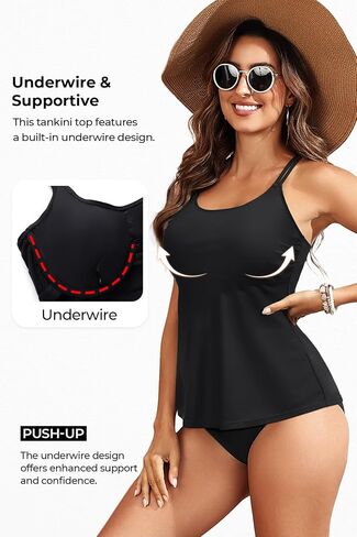 سترة تانكيني نسائية من Underwire فقط - ملابس سباحة متواضعة متدفقة مع حمالة صدر تدعم بدون قاعدة in Kuwait