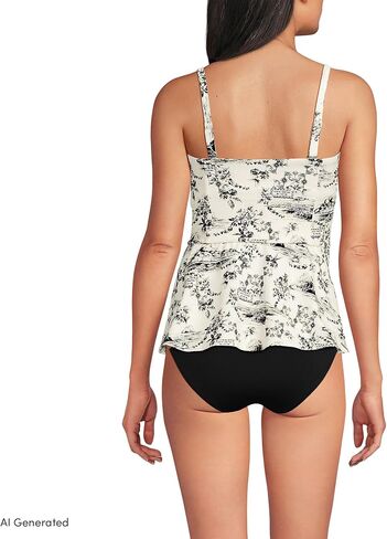 قميص سباحة تانكيني للسيدات من Lands' End Sculpting Waveshaper Peplum in Kuwait