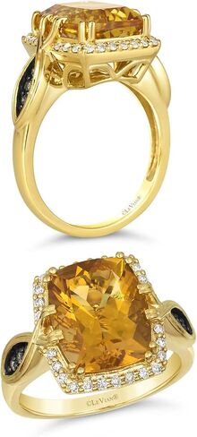 1/4 Carat Diamond with 4 1/3 Carat Cushion Cut Smoky Quartz or Citrine Ring for Women in 14k Rose Gold (White/Brown, 0.27 cttw) Chocolate Diamond Wedding Promise Anniversary Ring Size 7 by LeVian in Kuwait