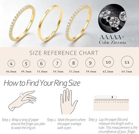 Purplepig Stackable Rings for Women Non Tarnish, Two Tone Mixed Metal Dainty Eternity Band Set, 14K Gold & Sterling Silver Plated Cubic Zirconia Hypoallergenic Wedding Thumb Pinky Rings Size 4-11 in Saudi Arabia