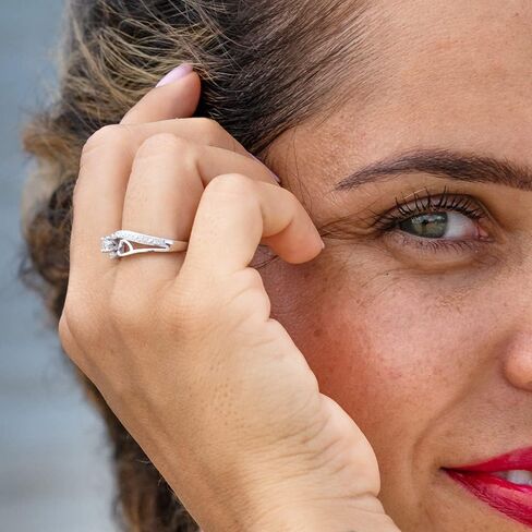 Diamond Promise Ring Heart in 10KT Rose Gold and Sterling Silver 1/10 CTTW (H-I Color, I2-I3 Clarity) in Saudi Arabia