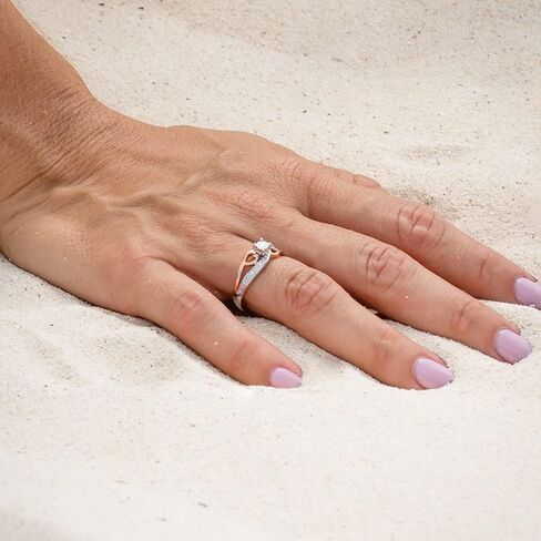 Diamond Promise Ring Heart in 10KT Rose Gold and Sterling Silver 1/10 CTTW (H-I Color, I2-I3 Clarity) in Saudi Arabia