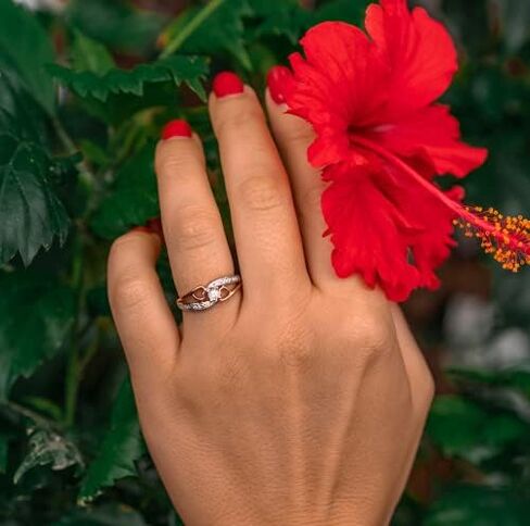 Diamond Promise Ring Heart in 10KT Rose Gold and Sterling Silver 1/10 CTTW (H-I Color, I2-I3 Clarity) in Saudi Arabia