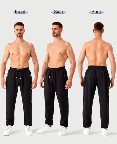 Mens Sweatpants with Zipper Pockets 5 Pack Athletic Joggers for Men Warm Slim Fit Track Workout Running Sweat Pants in Saudi Arabia