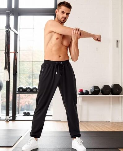 Mens Sweatpants with Zipper Pockets 5 Pack Athletic Joggers for Men Warm Slim Fit Track Workout Running Sweat Pants in Saudi Arabia