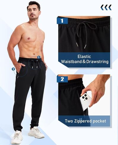Mens Sweatpants with Zipper Pockets 5 Pack Athletic Joggers for Men Warm Slim Fit Track Workout Running Sweat Pants in Saudi Arabia