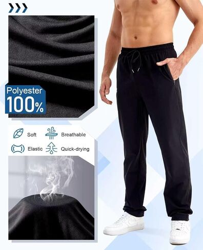 Mens Sweatpants with Zipper Pockets 5 Pack Athletic Joggers for Men Warm Slim Fit Track Workout Running Sweat Pants in Saudi Arabia