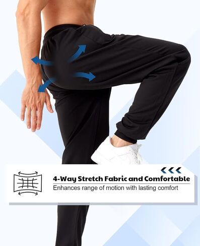 Mens Sweatpants with Zipper Pockets 5 Pack Athletic Joggers for Men Warm Slim Fit Track Workout Running Sweat Pants in Saudi Arabia