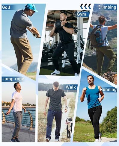 Mens Sweatpants with Zipper Pockets 5 Pack Athletic Joggers for Men Warm Slim Fit Track Workout Running Sweat Pants in Saudi Arabia