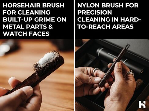Holme & Hadfield Watch Cleaning Kit – Luxury Crystal & Leather Care Solution | 2 Brushes, Microfiber & Polishing Cloth | Premium Gift Packaging in Kuwait
