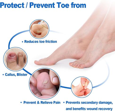 4 Pack Gel Toe Cap and Protector for Big Toe - Cushions and Protects, Toe Covers for Women & Men, Provides Relief from Missing or Ingrown Toenails, Corns, Blisters, Hammer Toes (Large, Beige) in Saudi Arabia