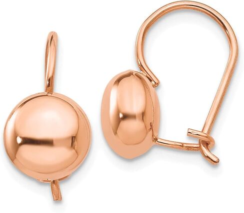 14k Rose Polished 8mm Button Kidney Wire Earrings, 14k Rose Gold in Saudi Arabia