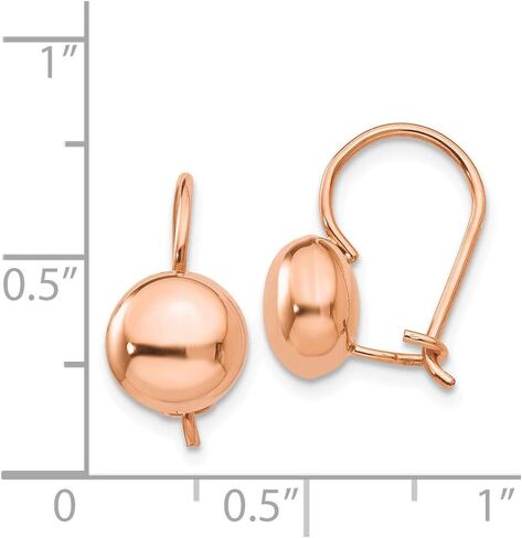 14k Rose Polished 8mm Button Kidney Wire Earrings, 14k Rose Gold in Saudi Arabia