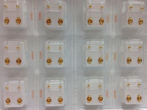 Caflon Ear Piercing Ball Earrings Studs 3mm Gold Plated Surgical Steel 144 Pair… in Saudi Arabia