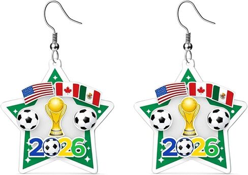 كأس العالم لكرة القدم أقراط قمصان 2026 البضائع كرة القدم العلم الوطني تتدلى أقراط للنساء كرة القدم أمي قميص قبعة الملحقات كرة القدم القوس قطرة القرط لعبة يوم الملابس الرياضية in Kuwait