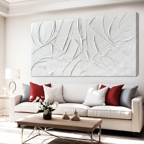 XIANSHOU Oil Painting Art Wall Decor Pictures for Living Room Big Wall Artwork White Painting 29"x 58" Modern Abstract Wall Decor Bedroom Office Ready to Hang in Saudi Arabia