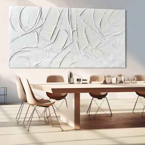 XIANSHOU Oil Painting Art Wall Decor Pictures for Living Room Big Wall Artwork White Painting 29"x 58" Modern Abstract Wall Decor Bedroom Office Ready to Hang in Saudi Arabia