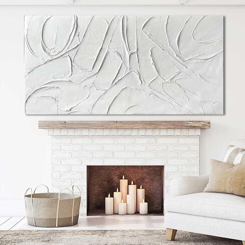XIANSHOU Oil Painting Art Wall Decor Pictures for Living Room Big Wall Artwork White Painting 29"x 58" Modern Abstract Wall Decor Bedroom Office Ready to Hang in Saudi Arabia