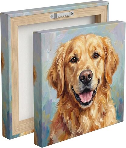 Personalized Pet Portrait Canvas – Upload Your Dog or Cat Photo, Custom Oil Painting Wall Art, 1.25" Thick Solid Wood Frame, Ready to Hang, Fast USA Studio Shipping, Memorial Gift (08×12inch(20×30cm)) in Kuwait