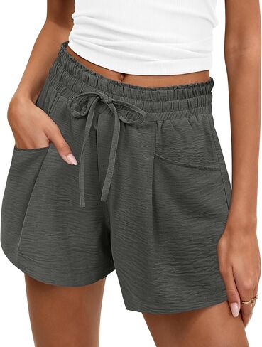ANRABESS Shorts for Women Summer Casual High Waist Drawstring Comfy Dressy Lounge Beach Vacation Shorts with Pockets in Kuwait