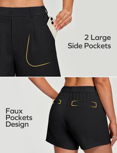 Ewedoos Dress Shorts for Women Stretchy Pull On Dressy Work Shorts with Pockets High Waisted Trouser Shorts Business Casual in Saudi Arabia