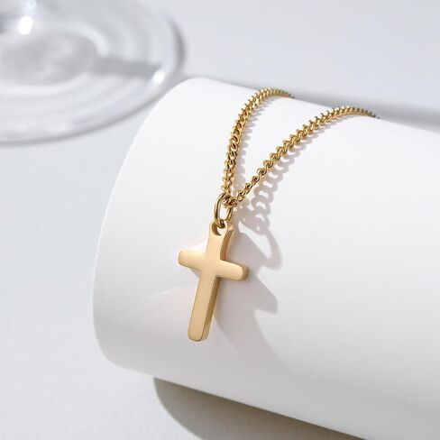 Small Cross Necklace for Boys Baptism Christmas Confirmation Valentines Easter Birthday Gifts to Teens Son Grandson Nephew in Saudi Arabia