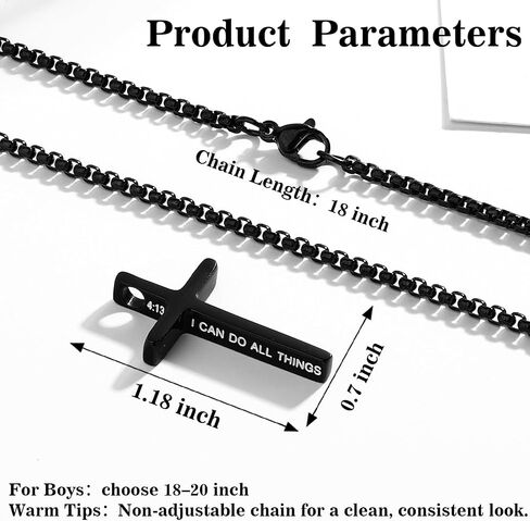 Cross Necklace for Boys Men,Stainless Steel Bible Verse Cross Pendant Necklace,Christian Religious Baptism Birthday Valentines Day Gifts for Teen Boys Men，Chain 18-24 Inch in Saudi Arabia
