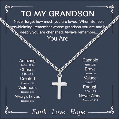 Small Cross Necklace for Boys Baptism Christmas Confirmation Valentines Easter Birthday Gifts to Teens Son Grandson Nephew in Saudi Arabia