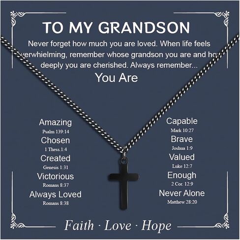 Small Cross Necklace for Boys Baptism Christmas Confirmation Valentines Easter Birthday Gifts to Teens Son Grandson Nephew in Saudi Arabia