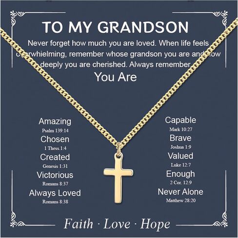 Small Cross Necklace for Boys Baptism Christmas Confirmation Valentines Easter Birthday Gifts to Teens Son Grandson Nephew in Saudi Arabia