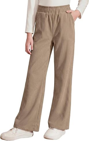 blibean Girls Corduroy Uniform School Pants with Elastic Waistband Size 6-15 Years in Kuwait