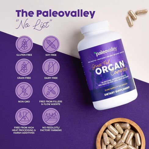 Paleovalley Grass Fed Beef Organ Complex - Freeze-Dried Beef Liver, Heart, and Kidney Blend, 1 Bottle in Saudi Arabia