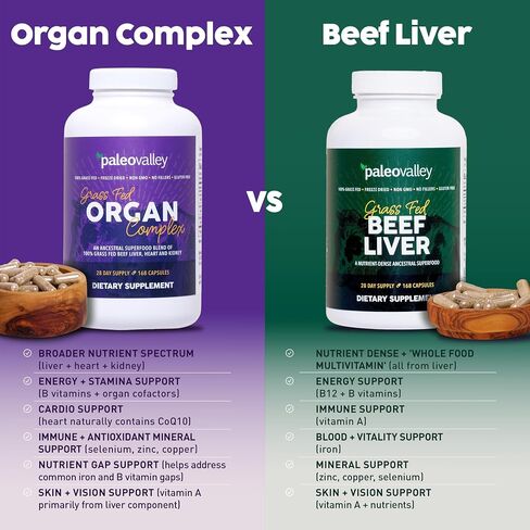 Paleovalley Grass Fed Beef Organ Complex - Freeze-Dried Beef Liver, Heart, and Kidney Blend, 1 Bottle in Saudi Arabia