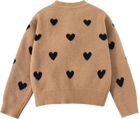 Girls Heart Sweater Fall Winter Top Cute Long Sleeve Knit Pullover Crewneck in Saudi Arabia