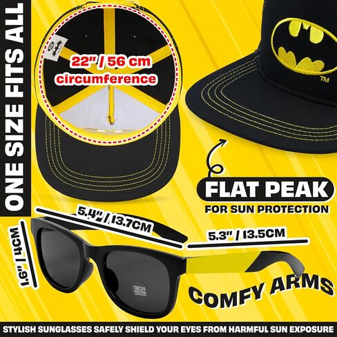 Batman | Avengers | TMNT Kids Baseball Cap & Sunglasses with UV Protection, Adjustable Sun Hat, Gifts for Boys 6–14 in Saudi Arabia