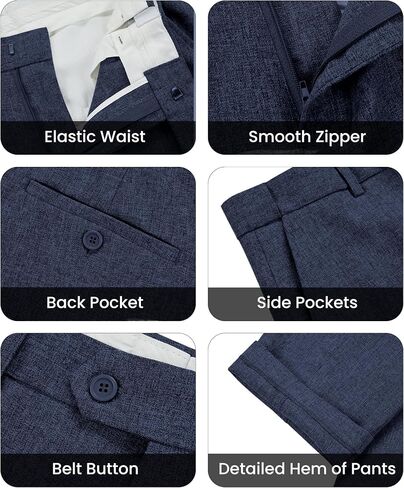 WULFUL Men's Slim Fit 2 Piece Suit, One Button Solid Blazer Business Party Jacket Pants Set in Kuwait
