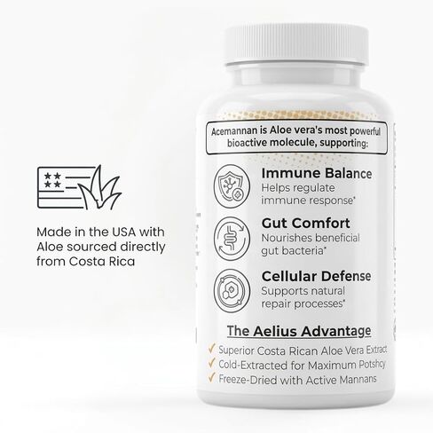 Advanced Acemannan Aloe Vera Capsules – 670mg Proprietary Blend for Immune & Digestive Support - High-Potency, Cold-Extracted Acemannan – 30 Servings in Kuwait