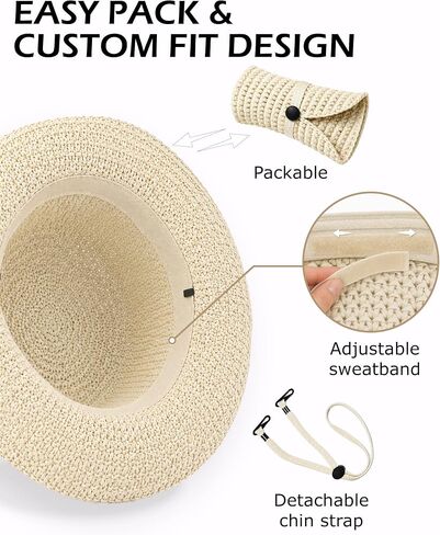 Zylioo XL Straw Bucket Hats,Large Summer Travel Hats,S M Shapeable Wide Brim UPF 50 Beach Sun Hats Packable in Kuwait