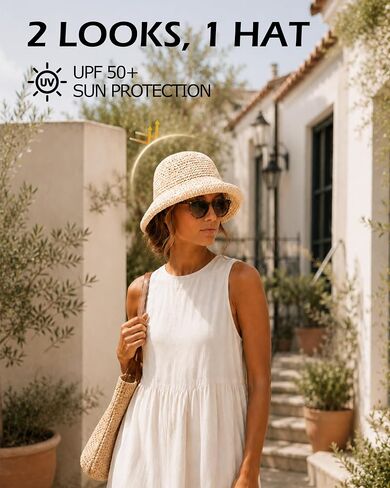 Zylioo XL Straw Bucket Hats,Large Summer Travel Hats,S M Shapeable Wide Brim UPF 50 Beach Sun Hats Packable in Kuwait