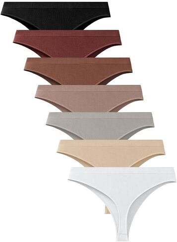 Women's Underwear Viscose Made From Bamboo Thongs Seamless Breathable Mid Waisted T-back Panties Tagless 7 Pack in Saudi Arabia