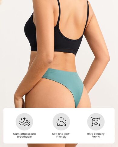 Women's Underwear Viscose Made From Bamboo Thongs Seamless Breathable Mid Waisted T-back Panties Tagless 7 Pack in Saudi Arabia