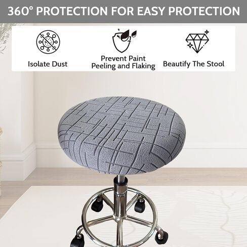 HAOYONG Stool Covers Round, Bar Stool Cover, Round Stool Slipcover with Elastic Bands Nonslip and Washable Stretchy Circle Chair Covers for Home Bar Hotel 12"-15" Set of 4 (Dark Grey) in Saudi Arabia